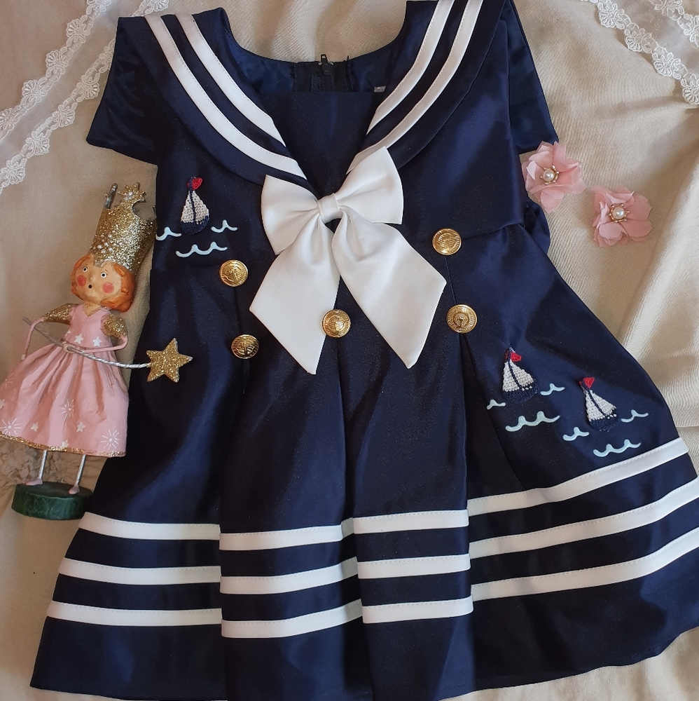 Vintage little girls sailor dress